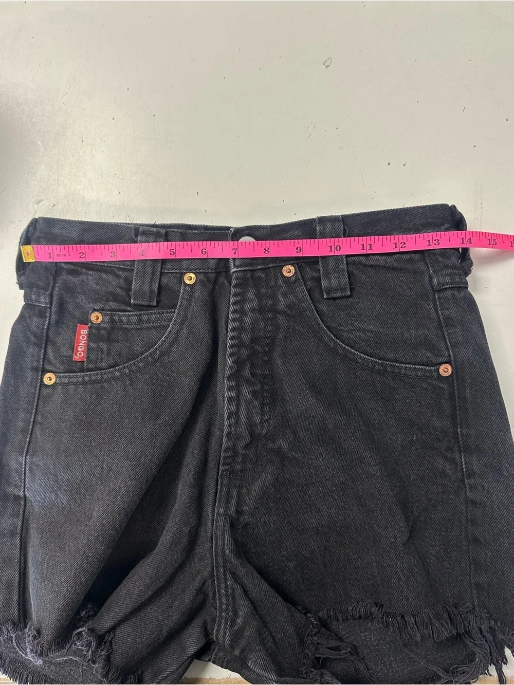 Vintage 80's Bongo High Rise Cut Off Black Denim Jean Shorts 5